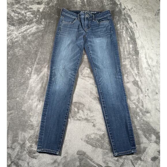 American Eagle Jegging Jeans Womens 4 Blue Denim Super Super‎ Stretch Pants - Picture 2 of 13
